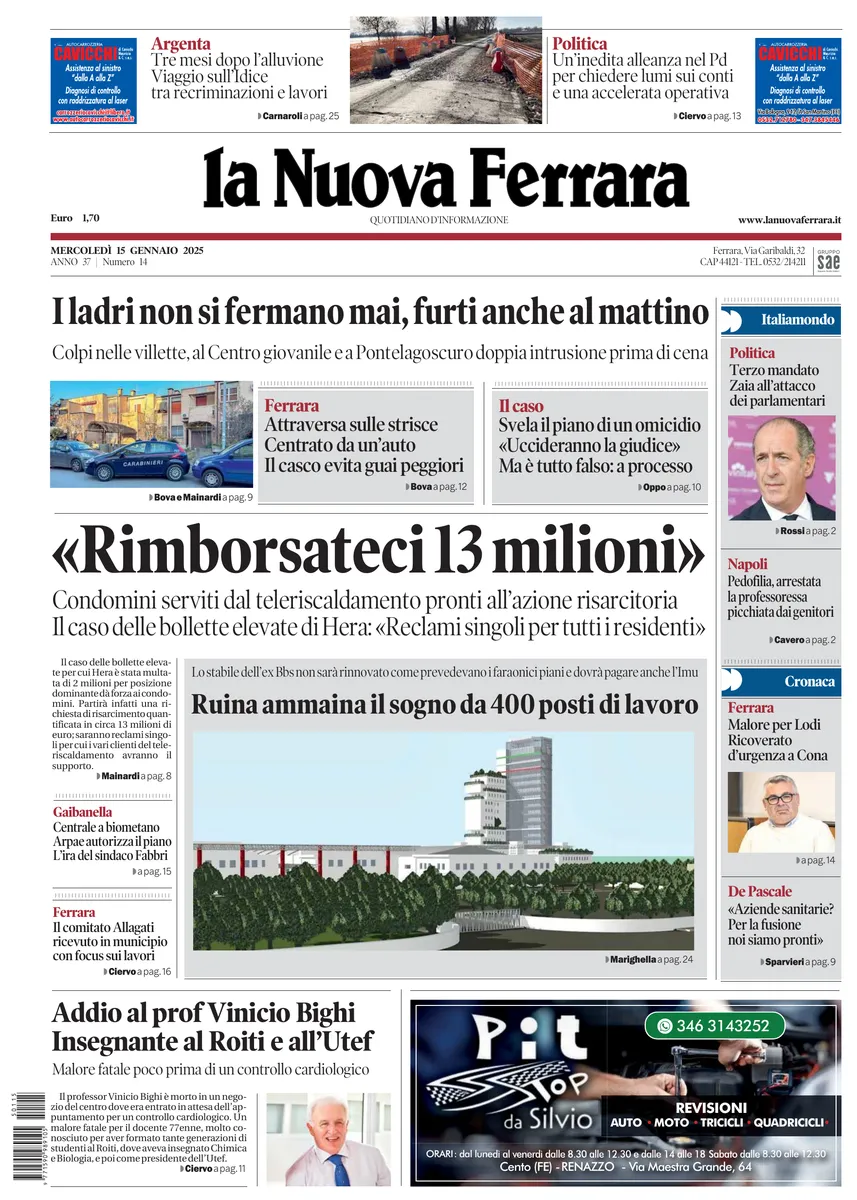 Prima-pagina-nuova ferrara-oggi-edizione-del-2025-01-15